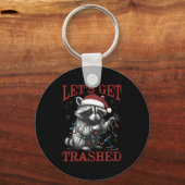 Grappige kerst wasbeer Get Trashed Santa Feral Xm Sleutelhanger (Voorkant)