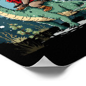 Grappige kerst wasbeer rijden dinosaurus Trex Anim Poster (Hoek)