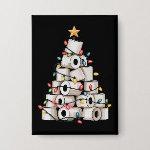 Grappige Kerst Wc Toiletpapier Boom Humor Button