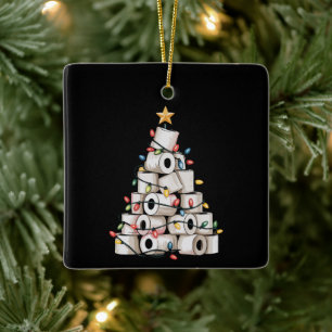Grappige Kerst Wc Toiletpapier Boom Humor Keramisch Ornament