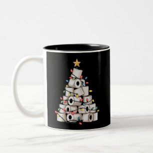 Grappige Kerst Wc Toiletpapier Boom Humor Tweekleurige Koffiemok
