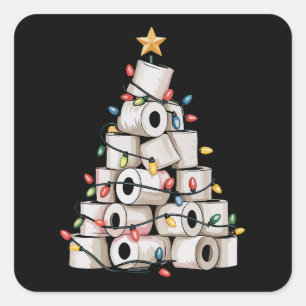 Grappige Kerst Wc Toiletpapier Boom Humor Vierkante Sticker