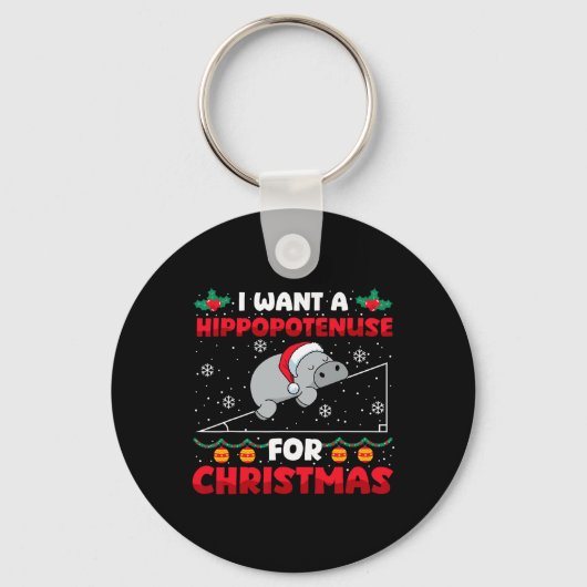Grappige Kerst Wiskunde Docent Hippopotenuse Wisku Sleutelhanger (Voorkant)
