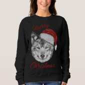 Grappige kerst wolf met kerstmuts trui (Voorkant)