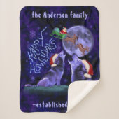 Grappige Kerst Wolf Pun Gelukkige Vakantie | Aange Sherpa Deken (Voorkant)