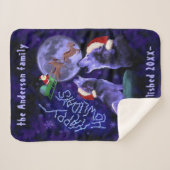 Grappige Kerst Wolf Pun Gelukkige Vakantie | Aange Sherpa Deken (Voorkant (horizontaal))