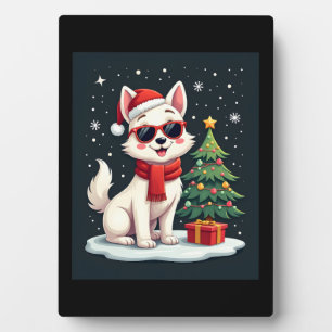 Grappige Kerst Zonnebril Hond met Kerstboom C Fotoplaat