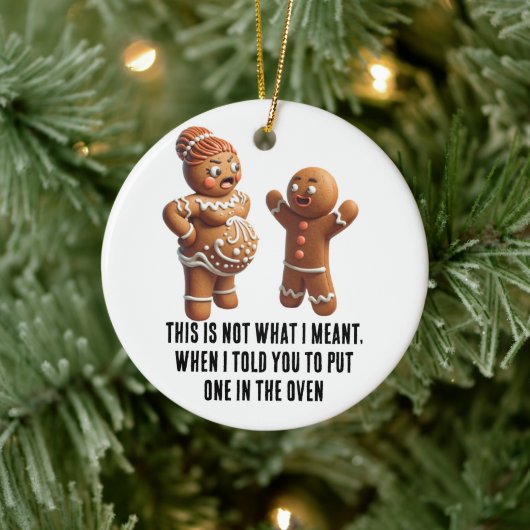Grappige Kerst: Zwanger peperkoekje Keramisch Ornament (Boom)