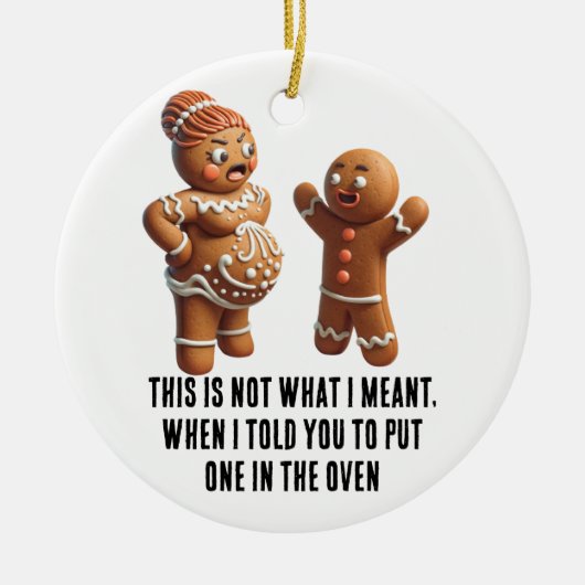 Grappige Kerst: Zwanger peperkoekje Keramisch Ornament (Voorkant)