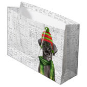 Grappige kerst zwart labrador hond groot cadeauzakje (Voorkant Gekanteld)