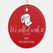 Grappige Kerstbal Met Naam en Foto Keramisch Ornament (Links)