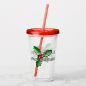 Grappige Kerstbessen Groene Bladeren Vakantie Acryl Drinkbeker (Achterkant)