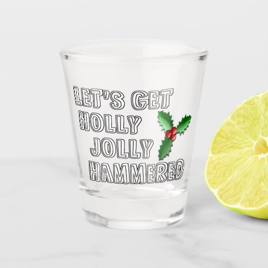 Grappige Kerstbessen Groene Bladeren Vakantie Shot Glas (Voorkant)