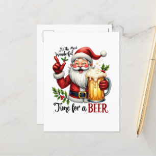 Grappige kerstbiertijd feestdagenkaart