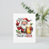 Grappige kerstbiertijd feestdagenkaart (Staand voorkant)