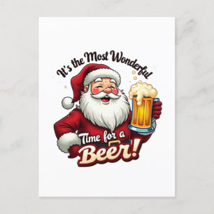 Grappige kerstbiertijd Kerstman Feestdagenkaart