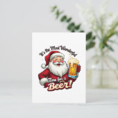 Grappige kerstbiertijd Kerstman Feestdagenkaart (Staand voorkant)