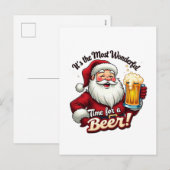 Grappige kerstbiertijd Kerstman Feestdagenkaart (Voorkant / Achterkant)