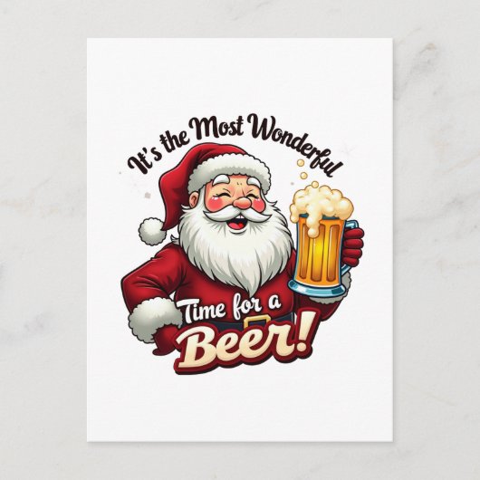 Grappige kerstbiertijd Kerstman Feestdagenkaart (Voorkant)