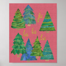 Grappige kerstbomen art print