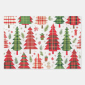 Grappige kerstbomen gespeeld patroon inpakpapier vel (Voorkant)