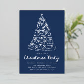 Grappige Kerstboom Bows Navy Holiday Party Folie Uitnodiging (Staand Voorkant)