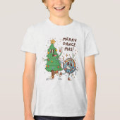 Grappige Kerstboom Disco Dans Kerstmis Tri-Blend Shirt (Voorkant)