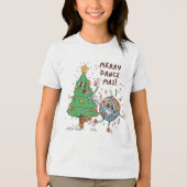 Grappige Kerstboom Disco Dans Kerstmis Tri-Blend Shirt (Voorkant)