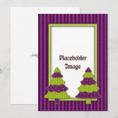 Grappige kerstboom en gouden sterren feestdagenkaart (Voorkant / Achterkant)