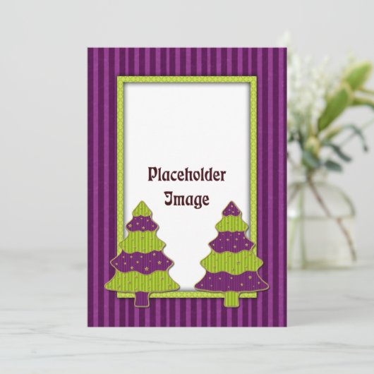 Grappige kerstboom en gouden sterren feestdagenkaart (Staand voorkant)