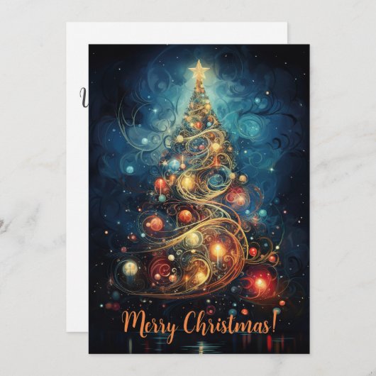 Grappige kerstboom feestdagenkaart (Voorkant / Achterkant)