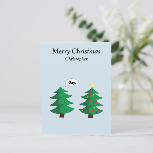 Grappige kerstboom feestdagenkaart (Staand voorkant)