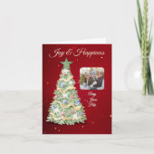 Grappige kerstboom fotovakantie feestdagen kaart (Voorkant)