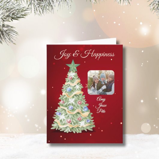 Grappige kerstboom fotovakantie feestdagen kaart