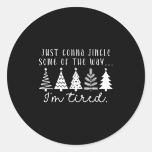 Grappige kerstboom gaat gewoon wat mensen jingle ronde sticker