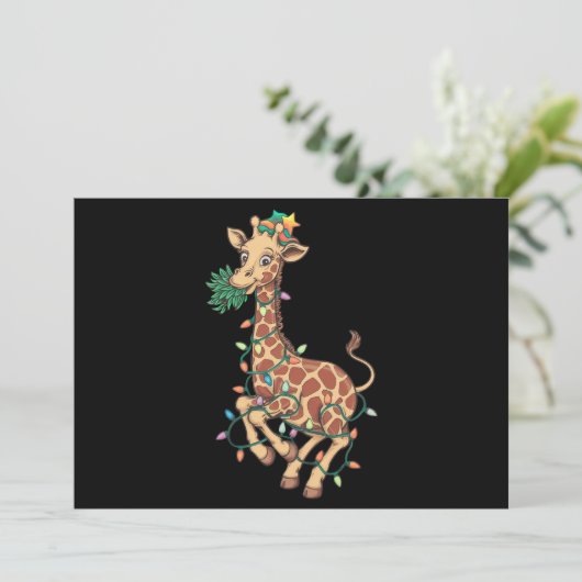 Grappige Kerstboom Giraffe Liefhebber Cadeau Liefd Feestdagenkaart (Staand voorkant)