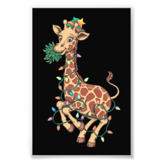 Grappige Kerstboom Giraffe Liefhebber Gift Liefde Foto Afdruk (Voorkant)