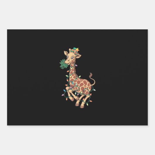 Grappige Kerstboom Giraffe Liefhebber Gift Liefde Inpakpapier Vel (Voorkant)