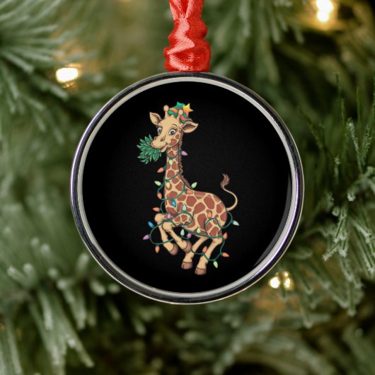 Grappige Kerstboom Giraffe Liefhebber Gift Liefde Metalen Ornament (Boom)