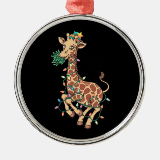 Grappige Kerstboom Giraffe Liefhebber Gift Liefde Metalen Ornament (Voorkant)