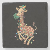 Grappige Kerstboom Giraffe Liefhebber Gift Liefde Stenen Onderzetter (Voorkant)