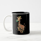 Grappige Kerstboom Giraffe Liefhebber Gift Liefde Tweekleurige Koffiemok (Links)