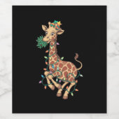 Grappige Kerstboom Giraffe Liefhebber Gift Liefde Wijn Etiket (Enkel label)