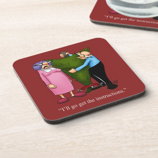 Grappige kerstboom Humor Onderzetter set (Linkerzijde)