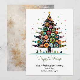 Grappige kerstboom illustratie Happy Feestdagenkaart