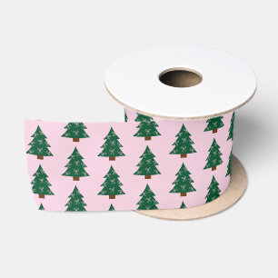 Grappige kerstboom in roze linten