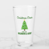 Grappige kerstboom juichen buren bierfeest glas (Voorkant)