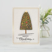 Grappige kerstboom Kaart met Ornamenten op Pi (Staand voorkant)