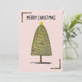 Grappige kerstboom Kaart met Ornamenten op Pi (Staand voorkant)