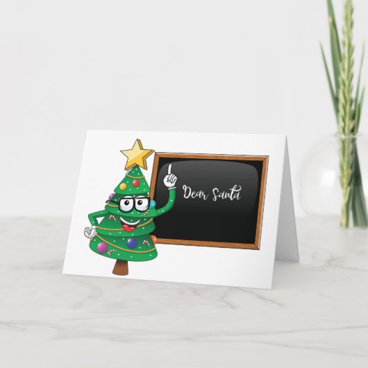 Grappige kerstboom kaart met vraag aan Sinterklaas (Voorkant)